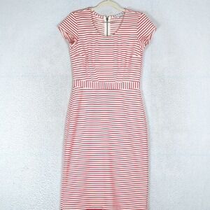 DE Collection Red & White Striped Midi Dress Size S